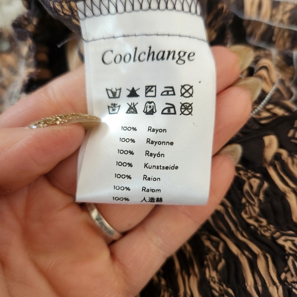 Coolchange Smocked Body Cropped Jumpsuit‎ Black & Tan Women's Size Large - Picture 7 of 9